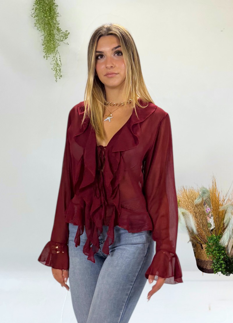 Blusa Elsa de gasa granate