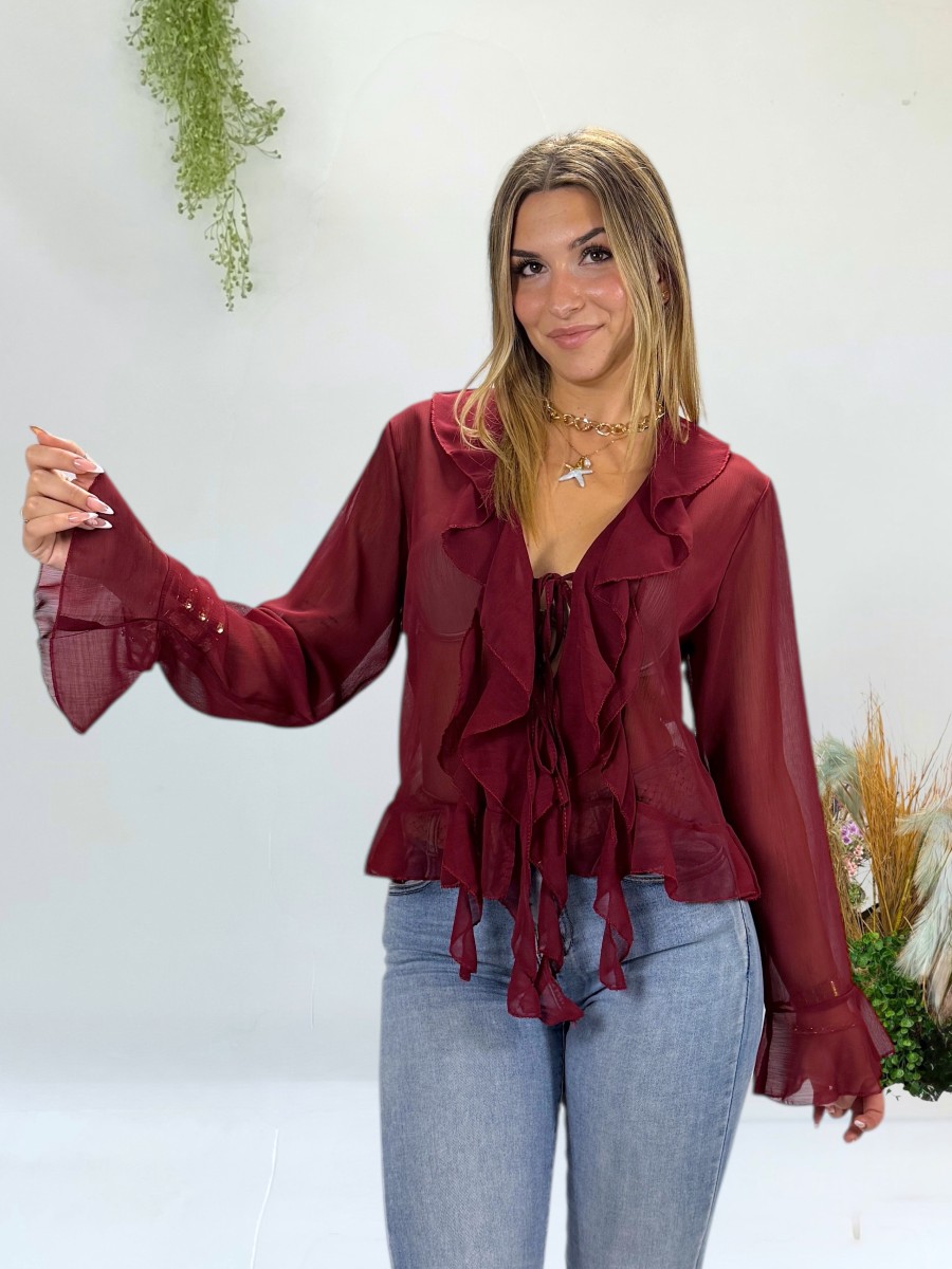 Blusa Elsa de gasa granate