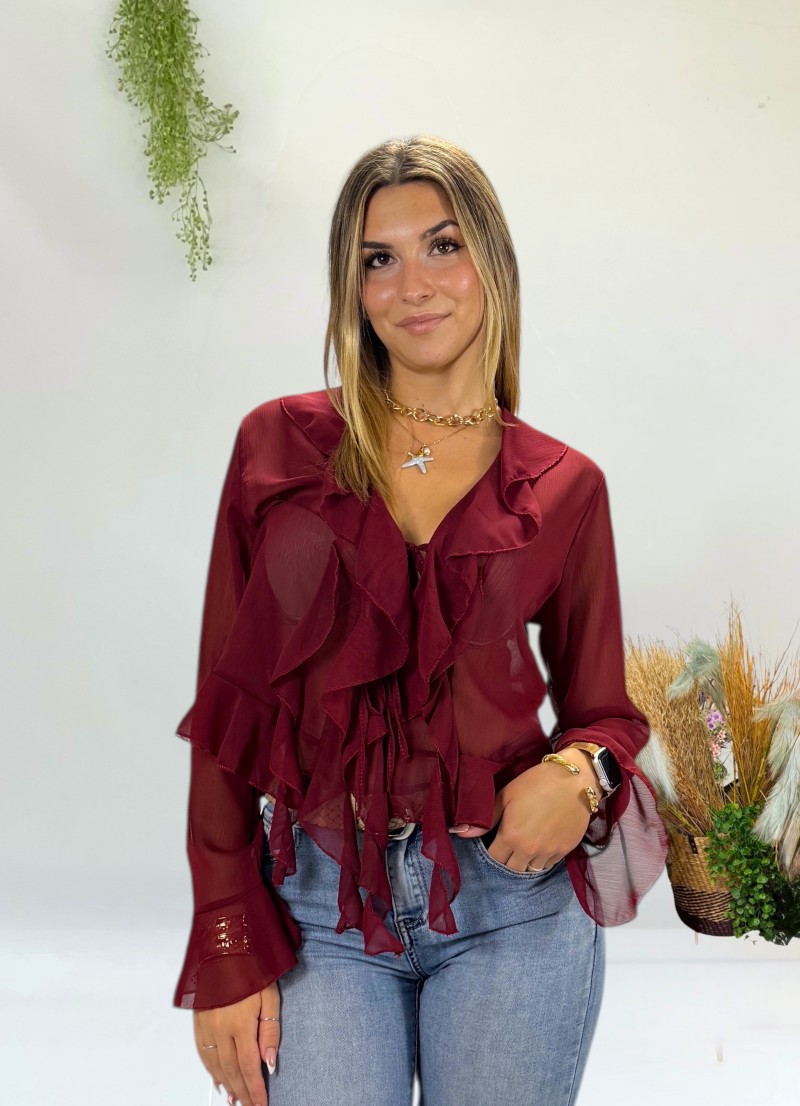 Blusa Elsa de gasa granate