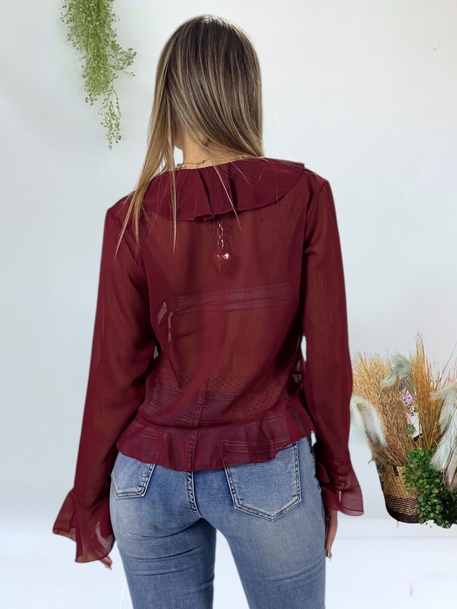 Blusa Elsa de gasa granate
