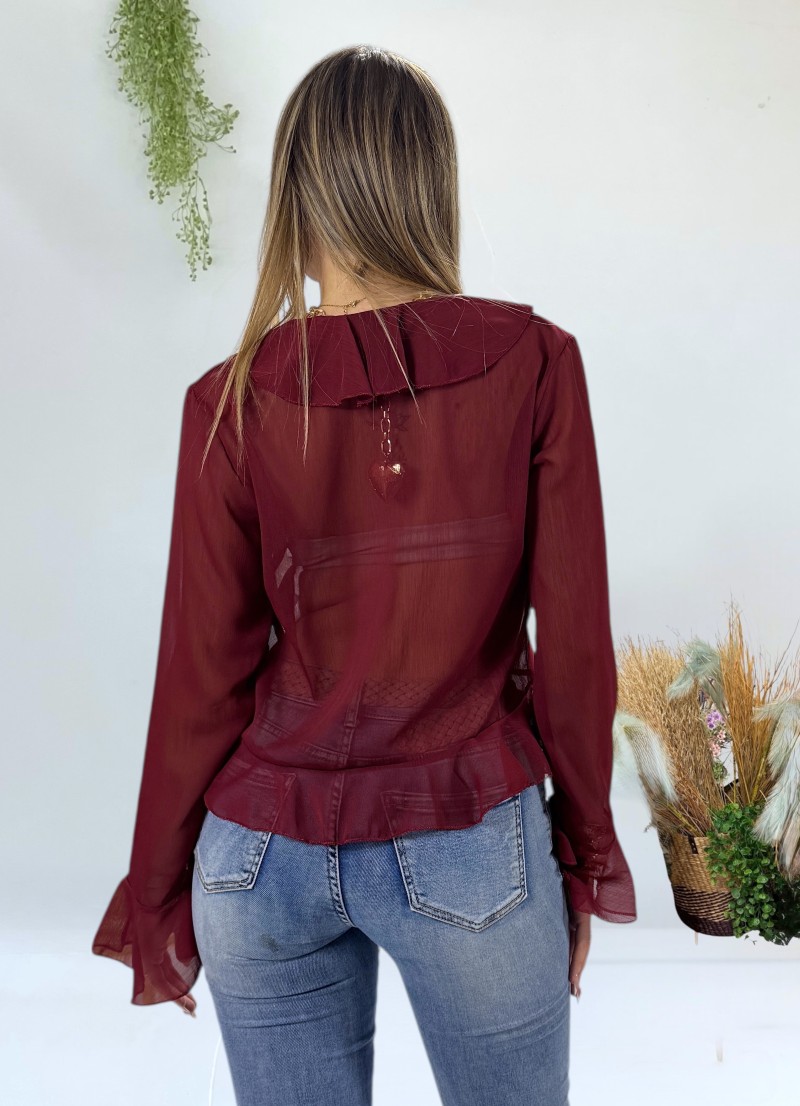 Blusa Elsa de gasa granate