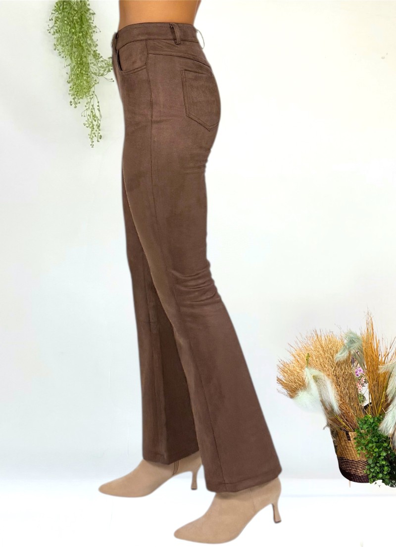 Pantalon Bruna antelina marron chocolate