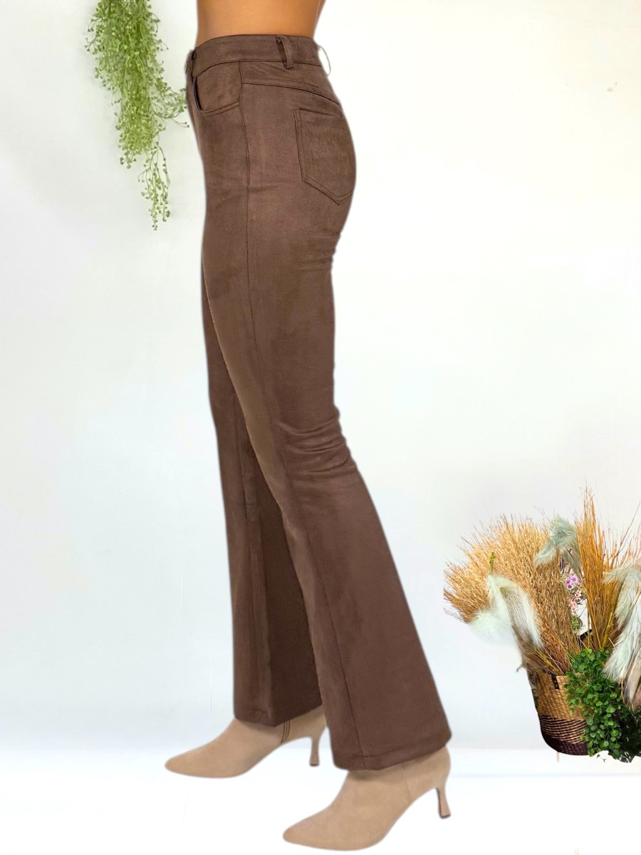 Pantalon Bruna antelina marron chocolate