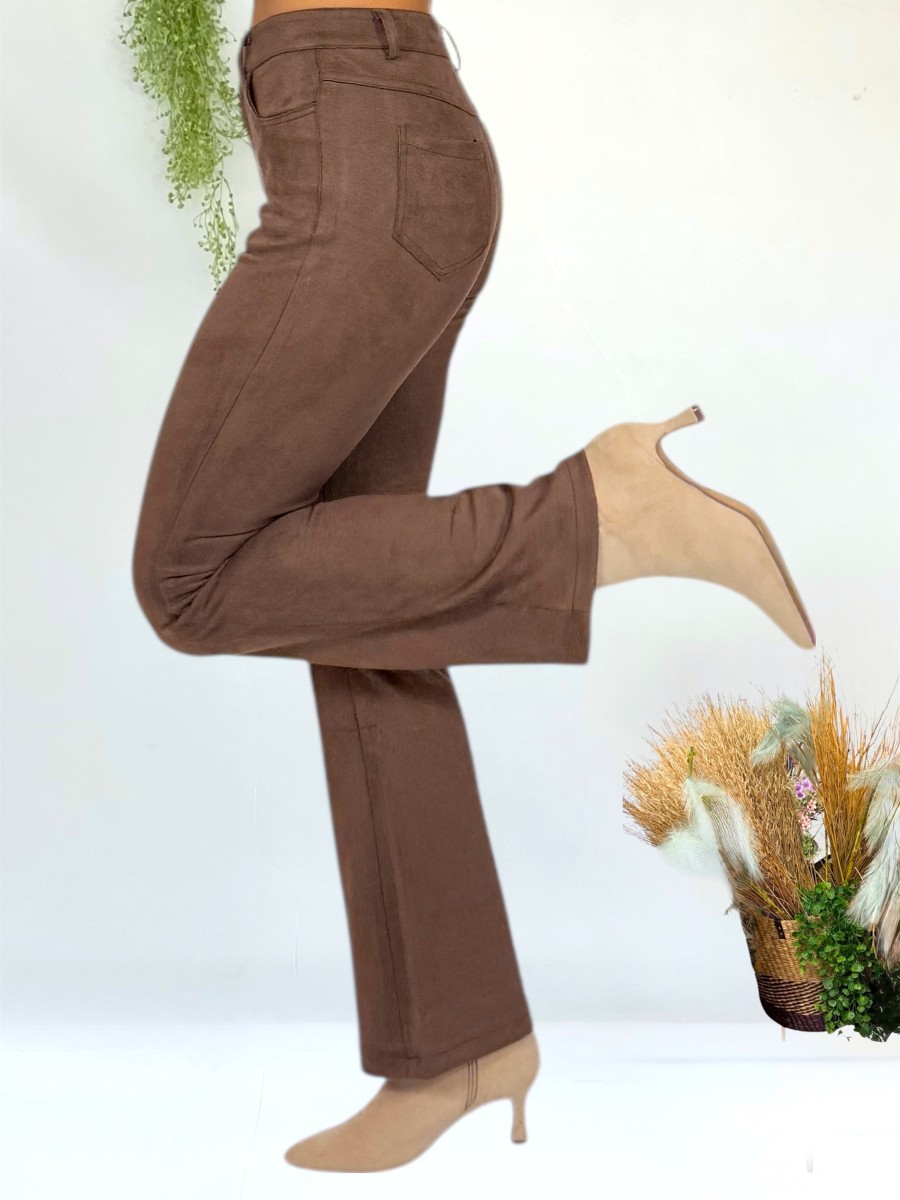 Pantalon Bruna antelina marron chocolate