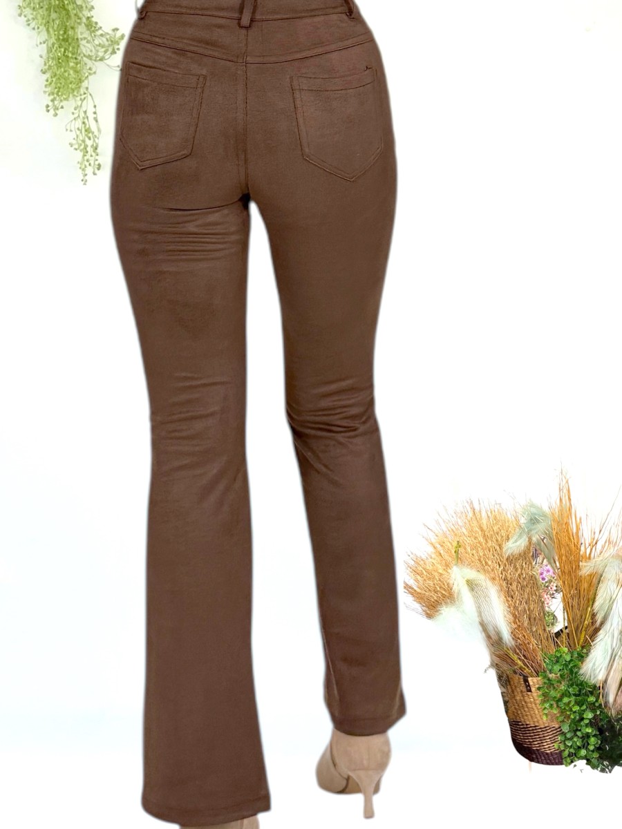 Pantalon Bruna antelina marron chocolate
