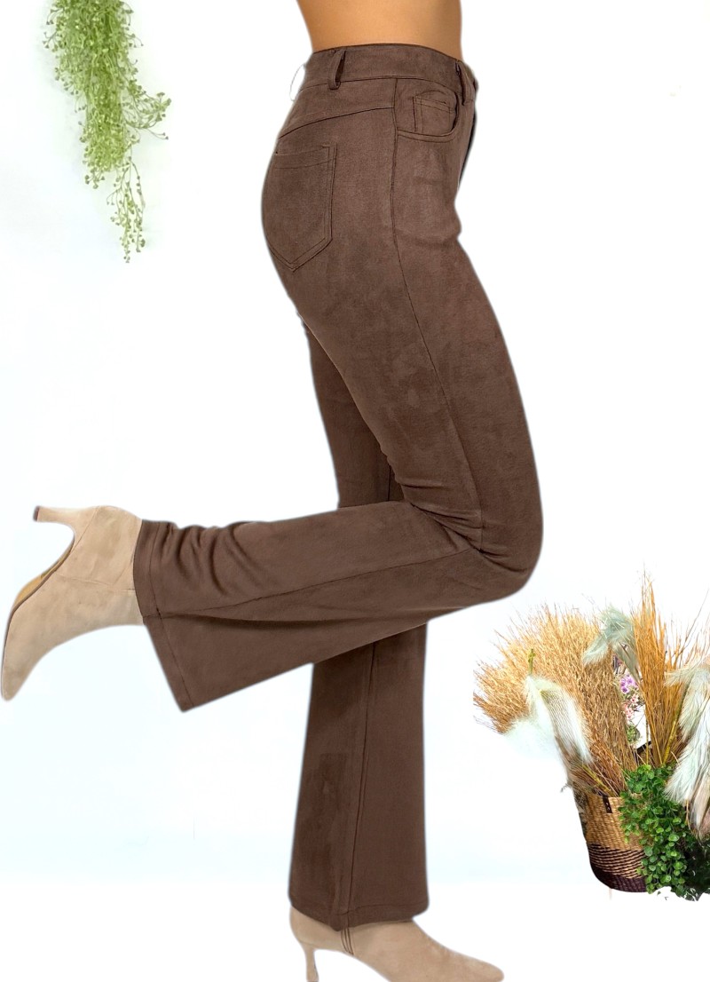 Pantalon Bruna antelina marron chocolate