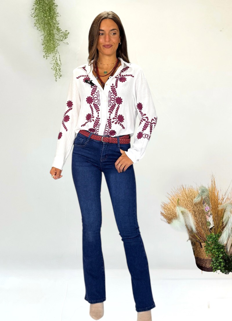 Blusa bordados granate