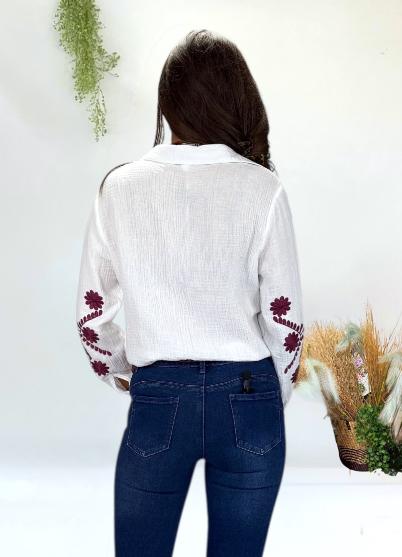 Blusa bordados granate