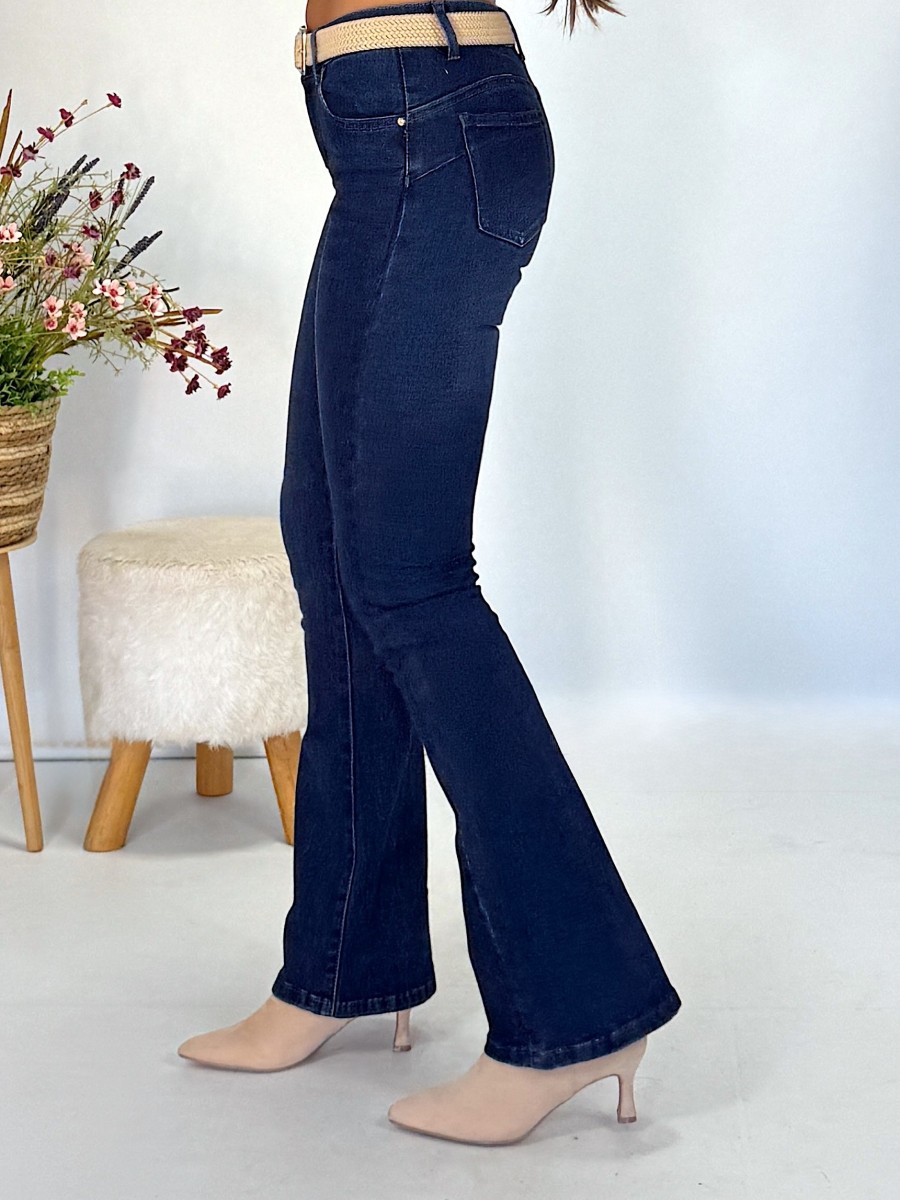 Pantalon acampanado vaquero azul