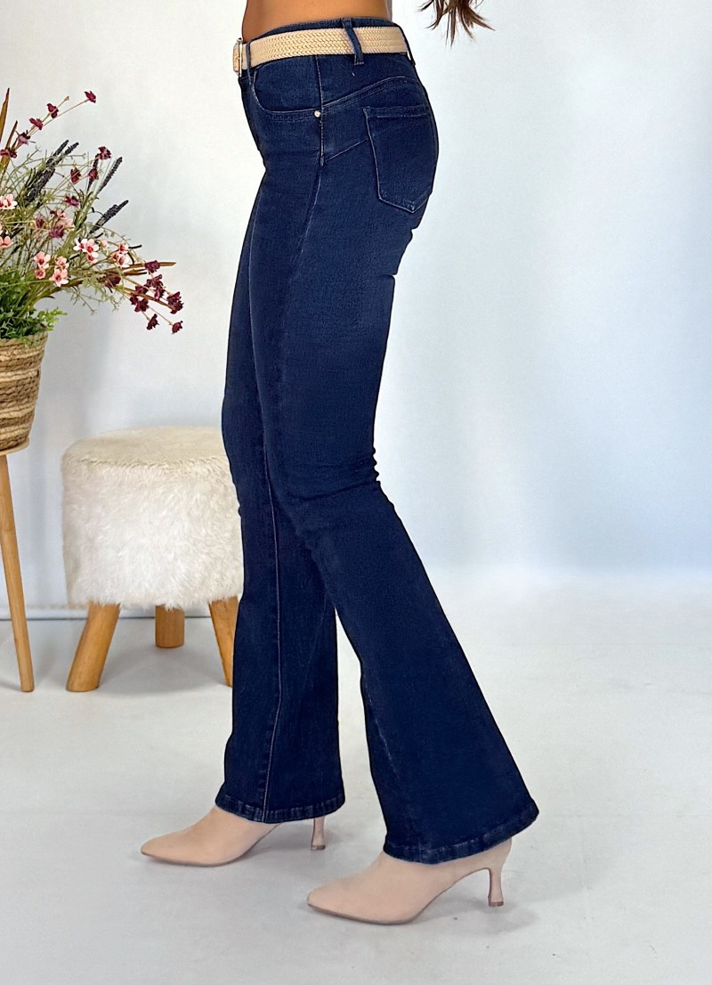 Pantalon acampanado vaquero azul