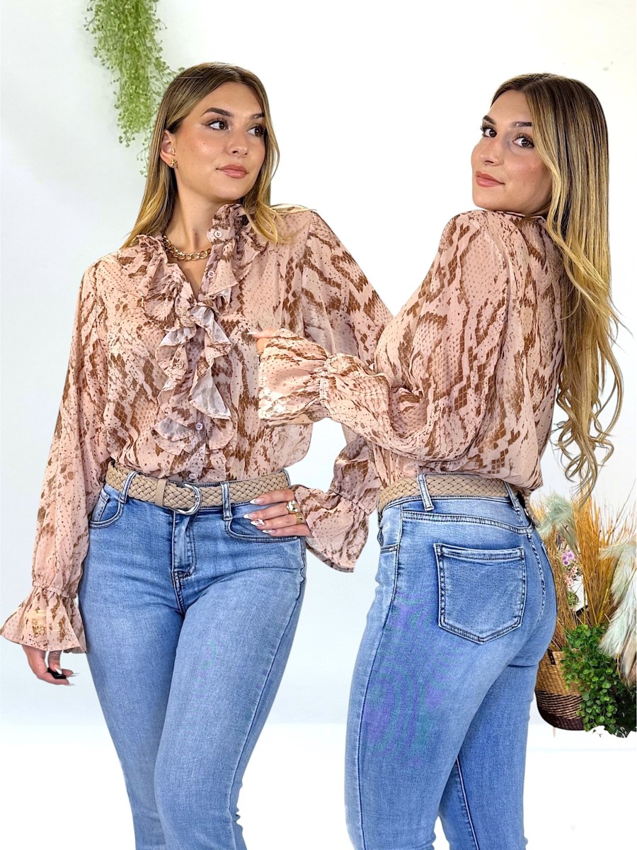 Blusa Sara marron y beige