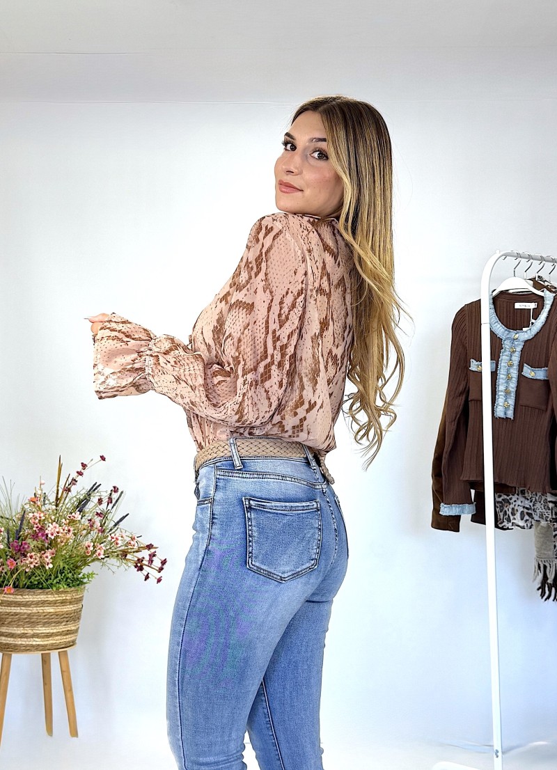 Blusa Sara marron y beige