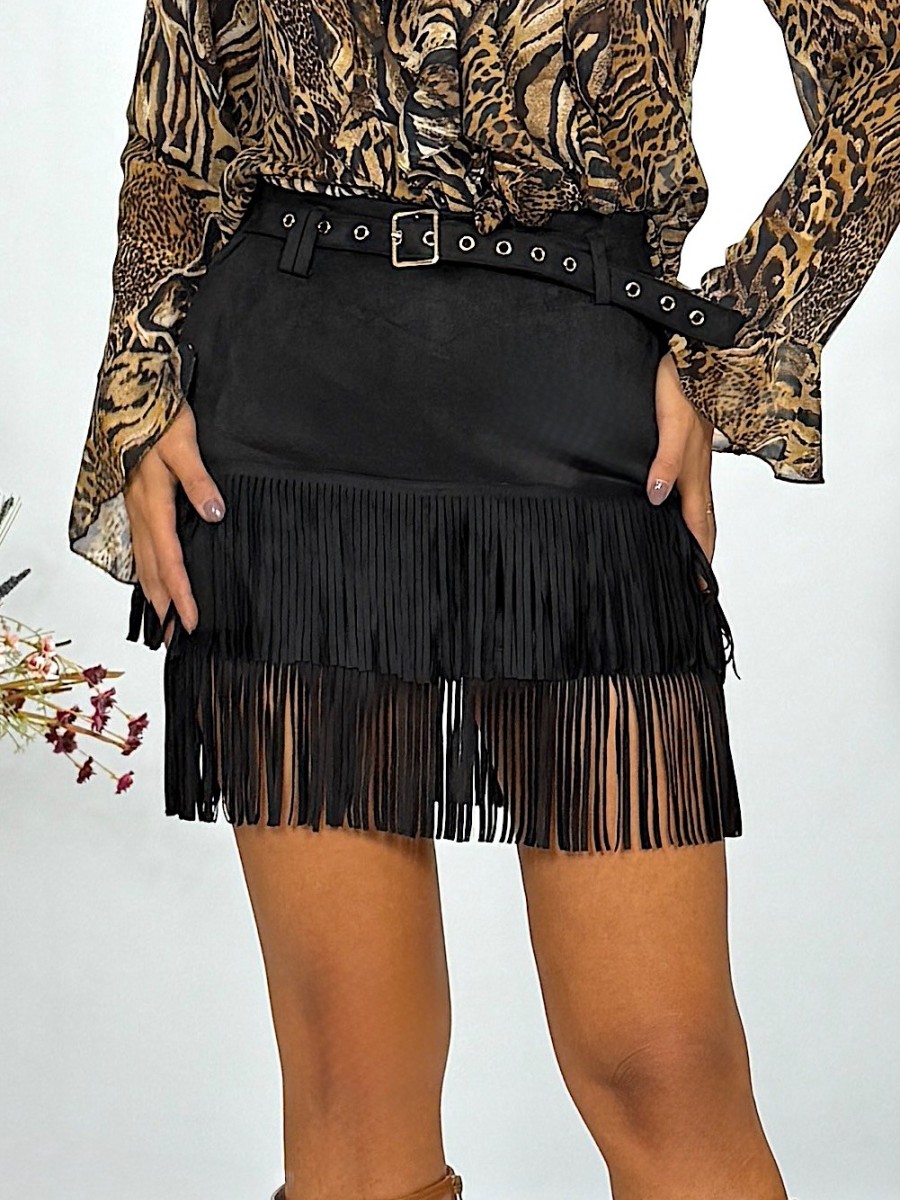 Falda Riley antelina negra