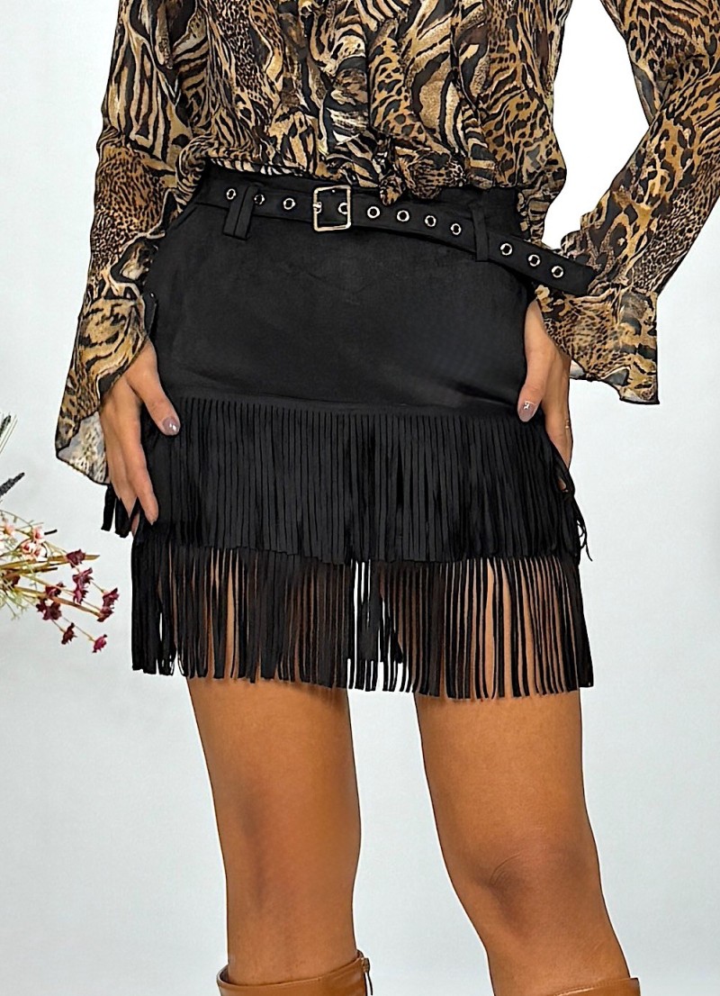 Falda Riley antelina negra