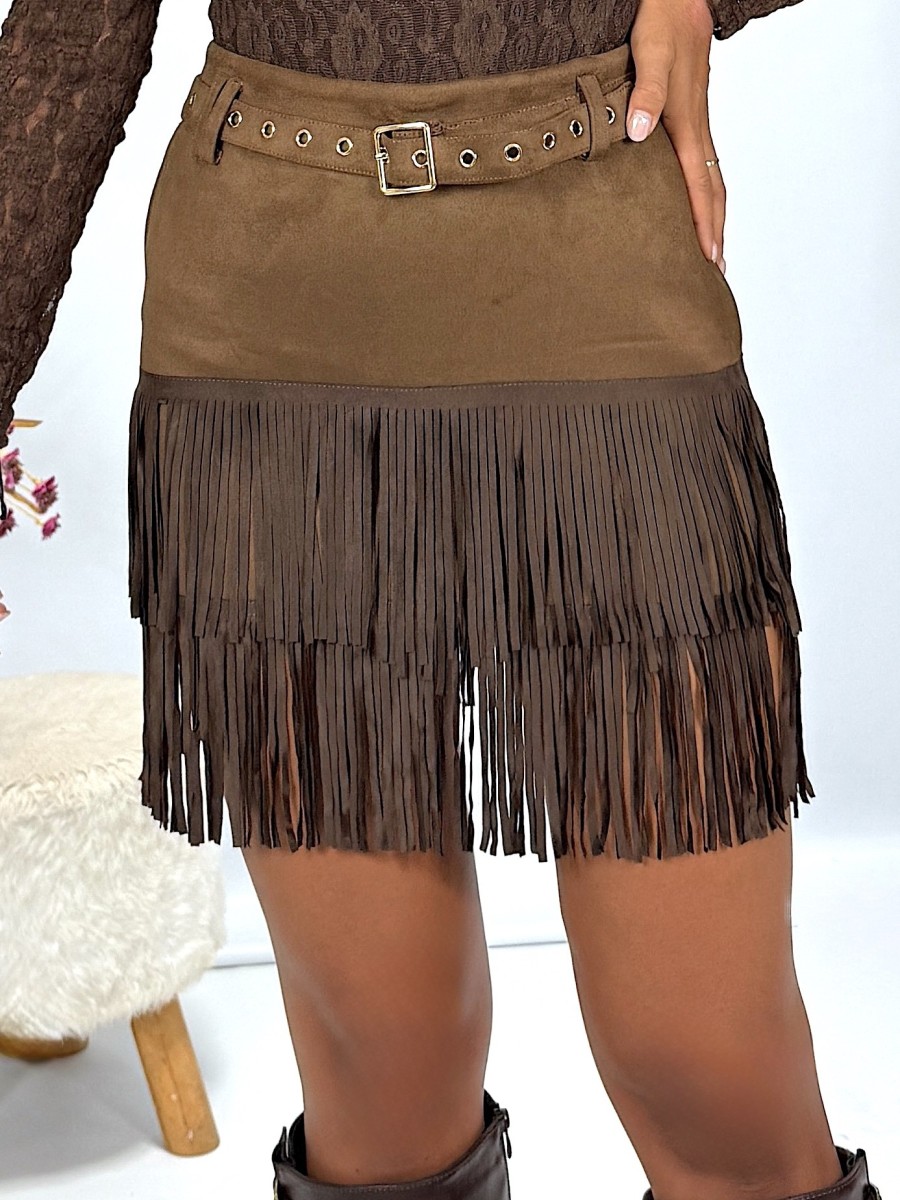 Falda Riley antelina marrón
