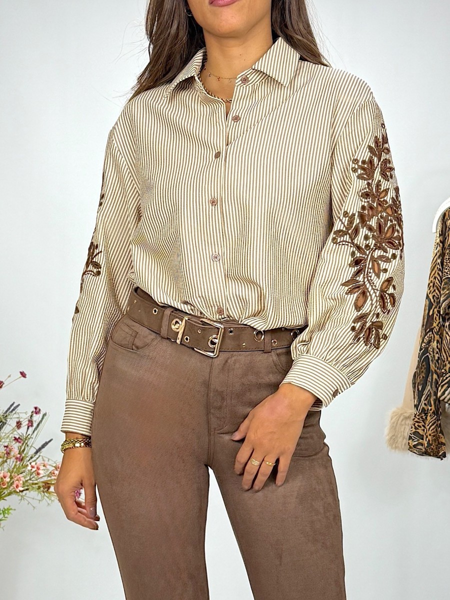 Blusa Alice rayas beige y marron