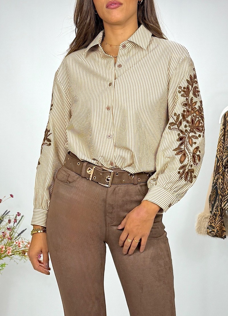 Blusa Alice rayas beige y marron