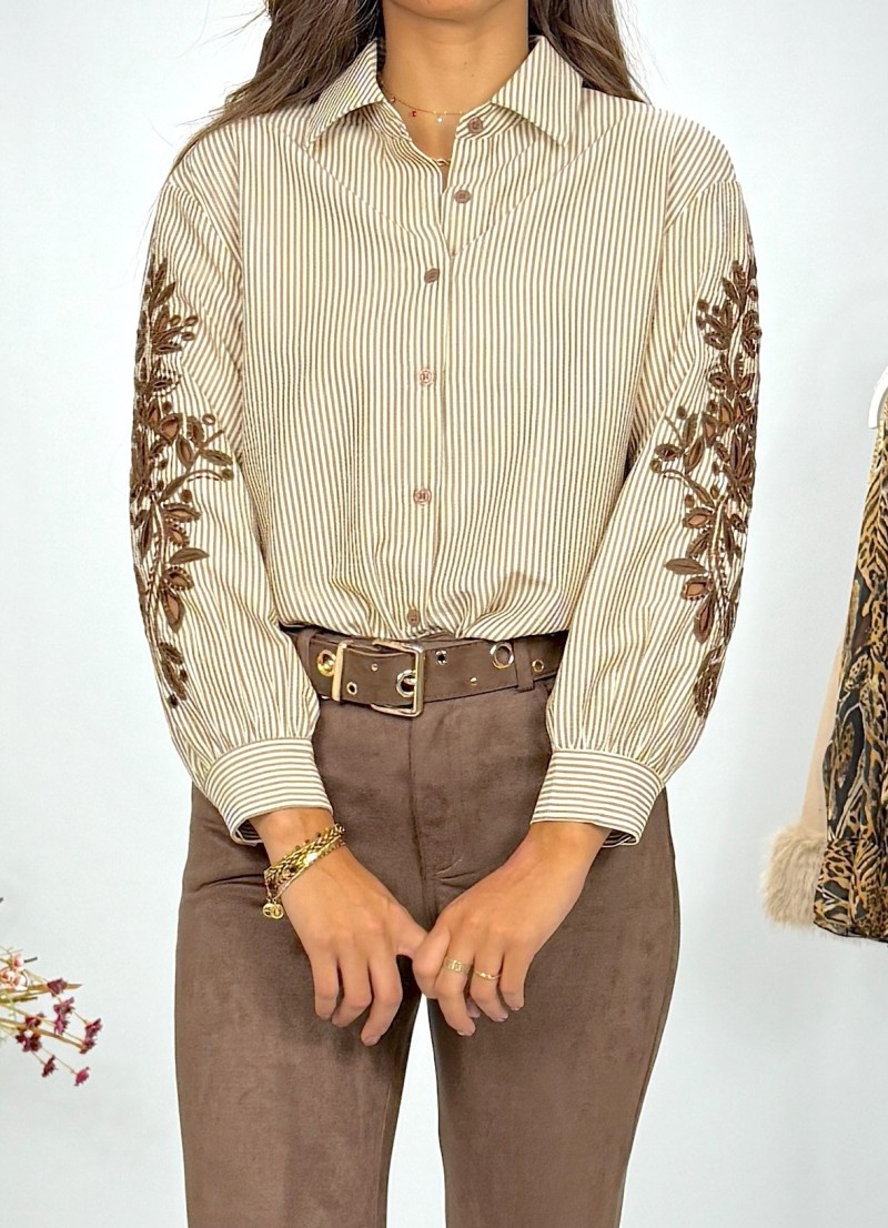 Blusa Alice rayas beige y marron