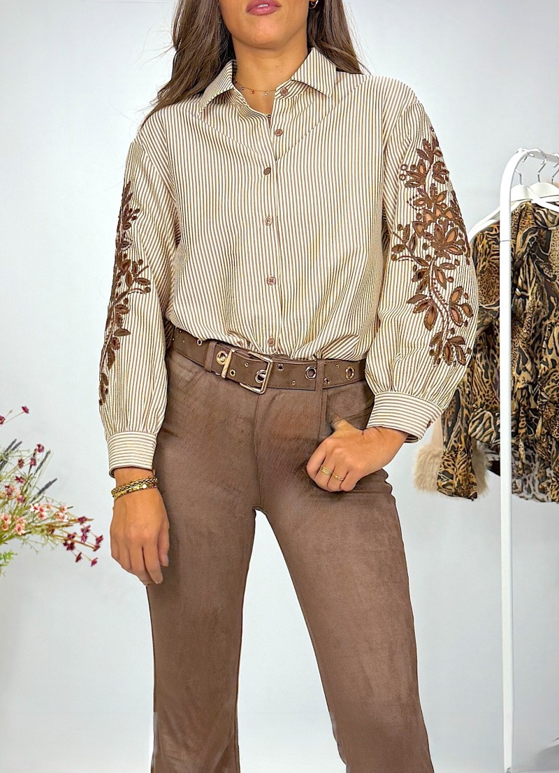 Blusa Alice rayas beige y marron