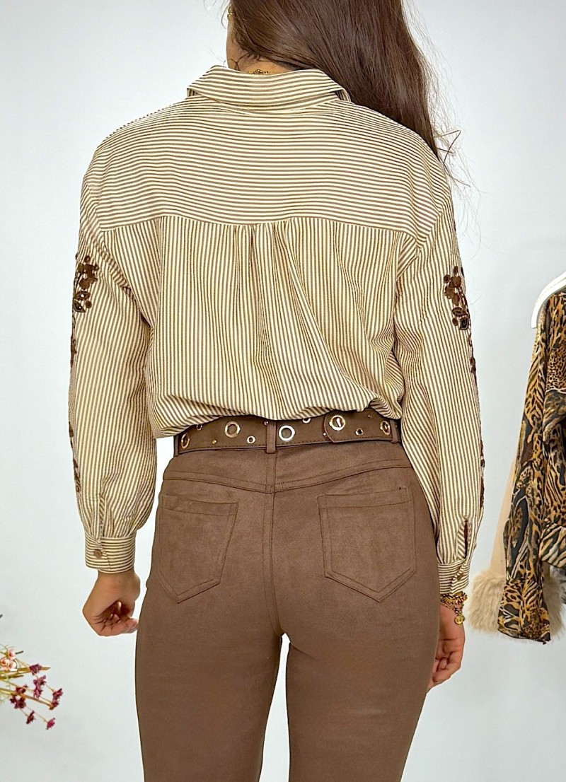 Blusa Alice rayas beige y marron