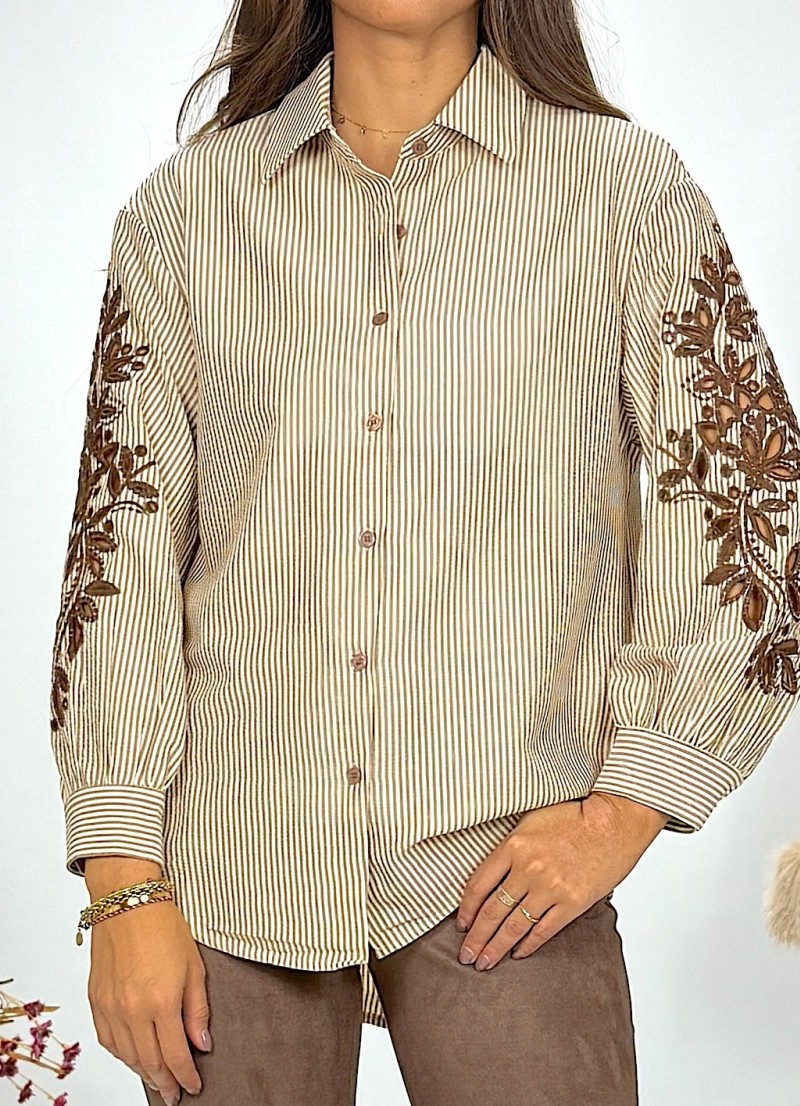 Blusa Alice rayas beige y marron
