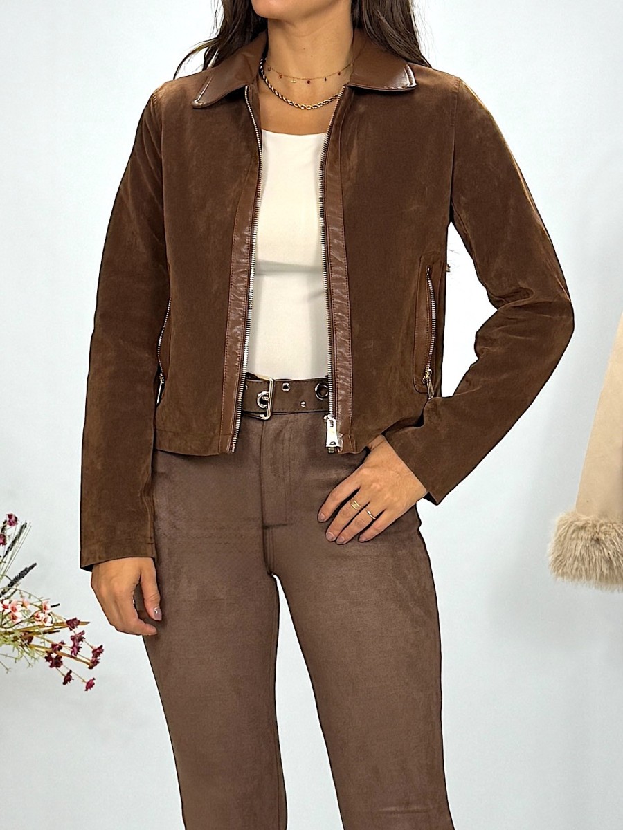 Chaqueta Ivy de ante marrón