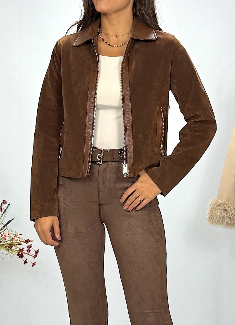 Chaqueta Ivy de ante marrón