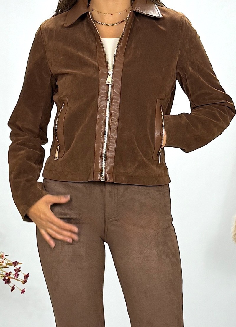 Chaqueta Ivy de ante marrón