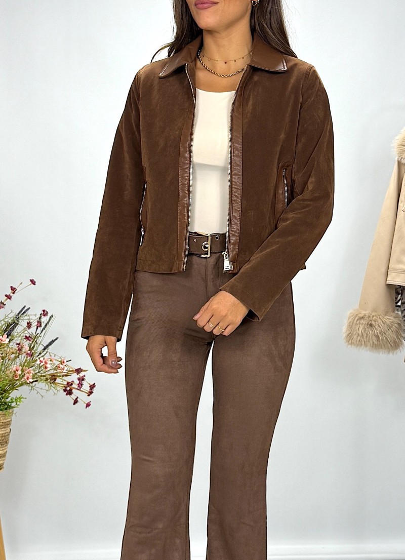 Chaqueta Ivy de ante marrón