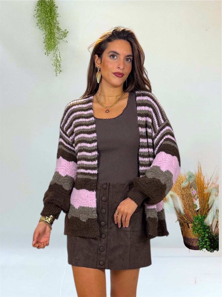 Chaqueta Helen marrón y rosa