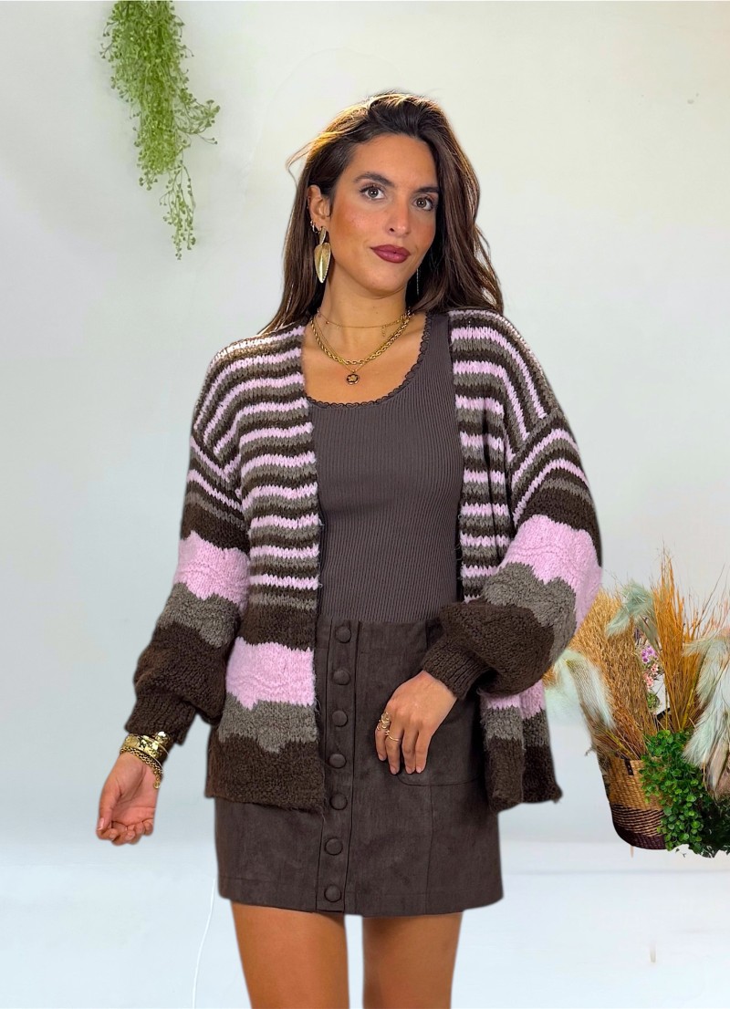 Chaqueta Helen marrón y rosa