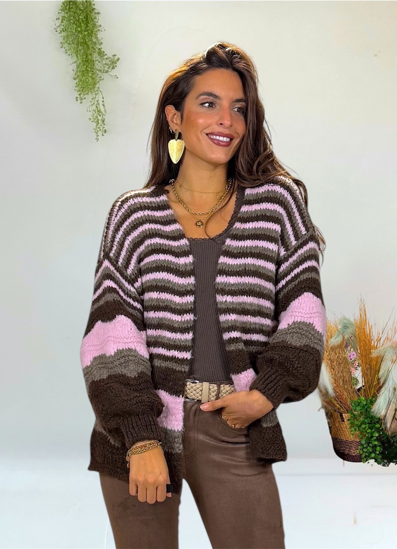 Chaqueta Helen marrón y rosa