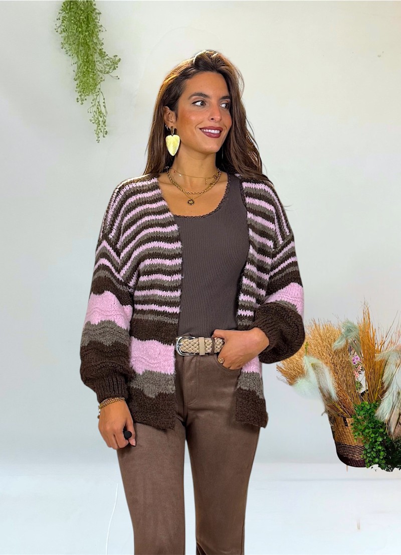 Chaqueta Helen marrón y rosa