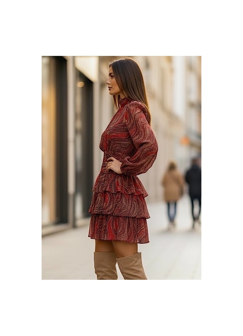 Vestido Kristen estampado granate