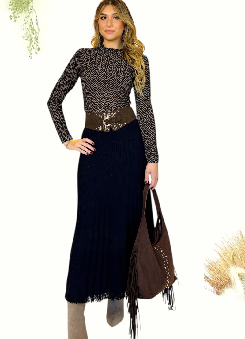 Falda de punto Dakota negra