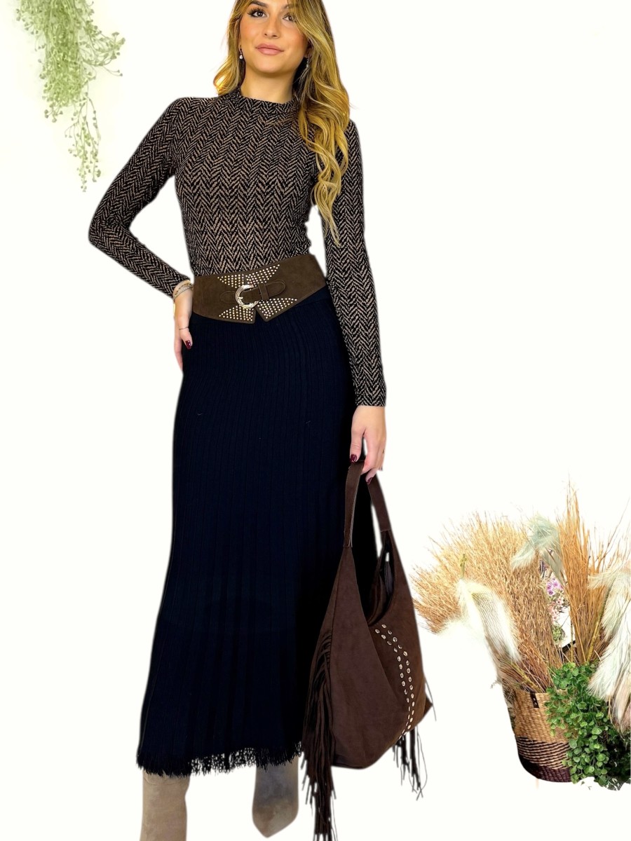 Falda de punto Dakota negra