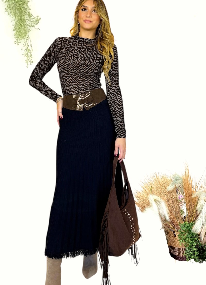 Falda de punto Dakota negra