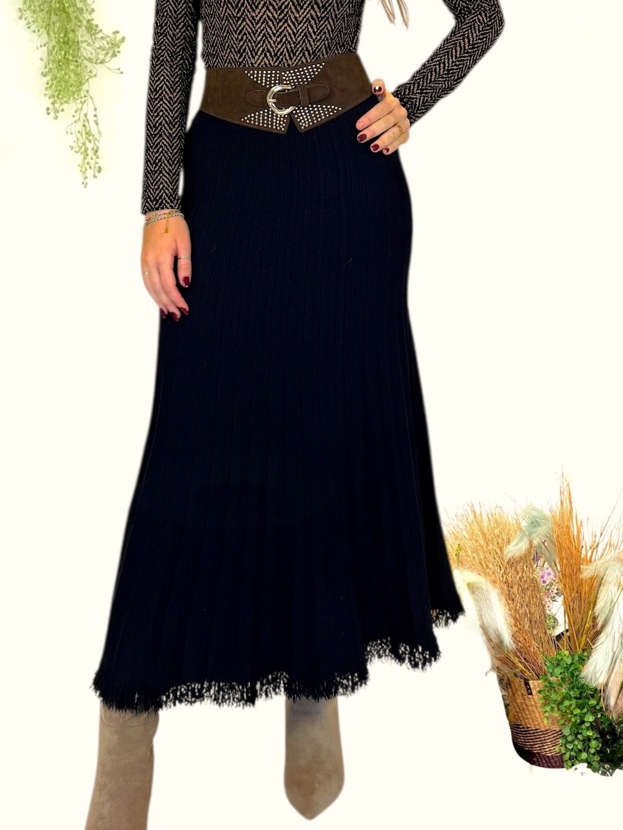 Falda de punto Dakota negra