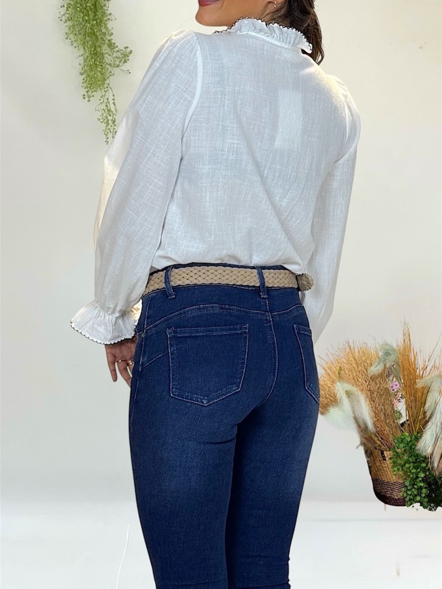 Blusa Flower bordados azul