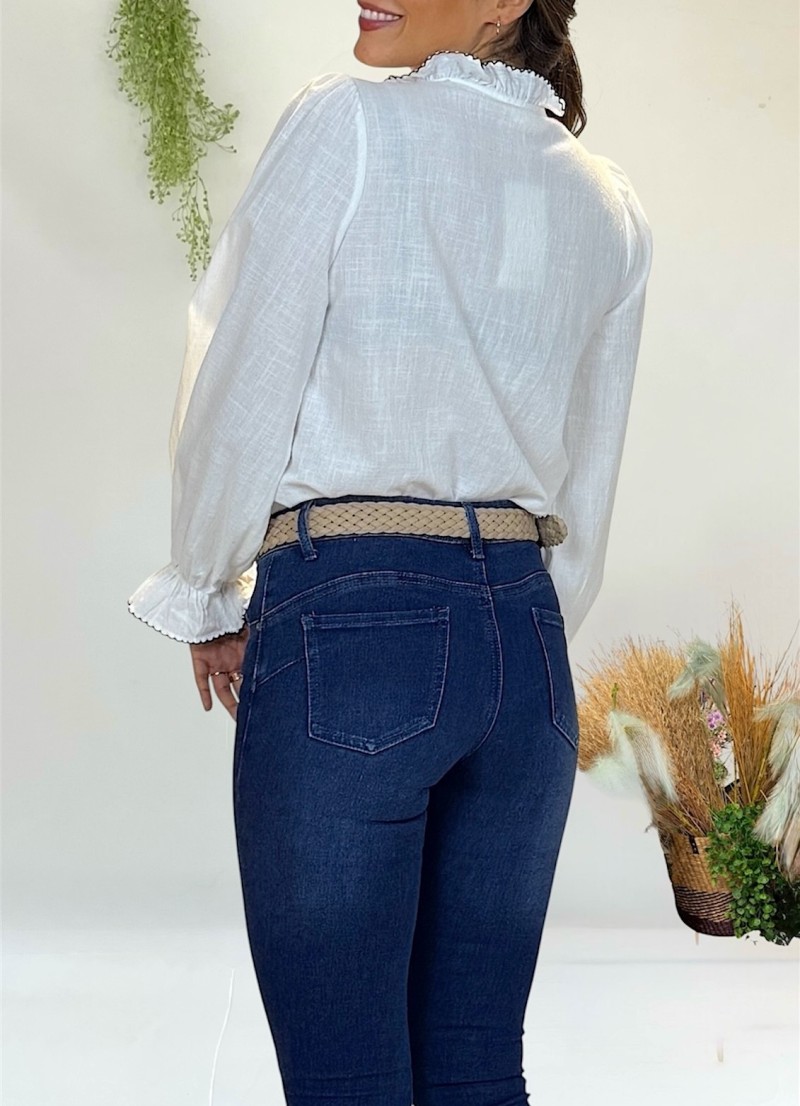 Blusa Flower bordados azul