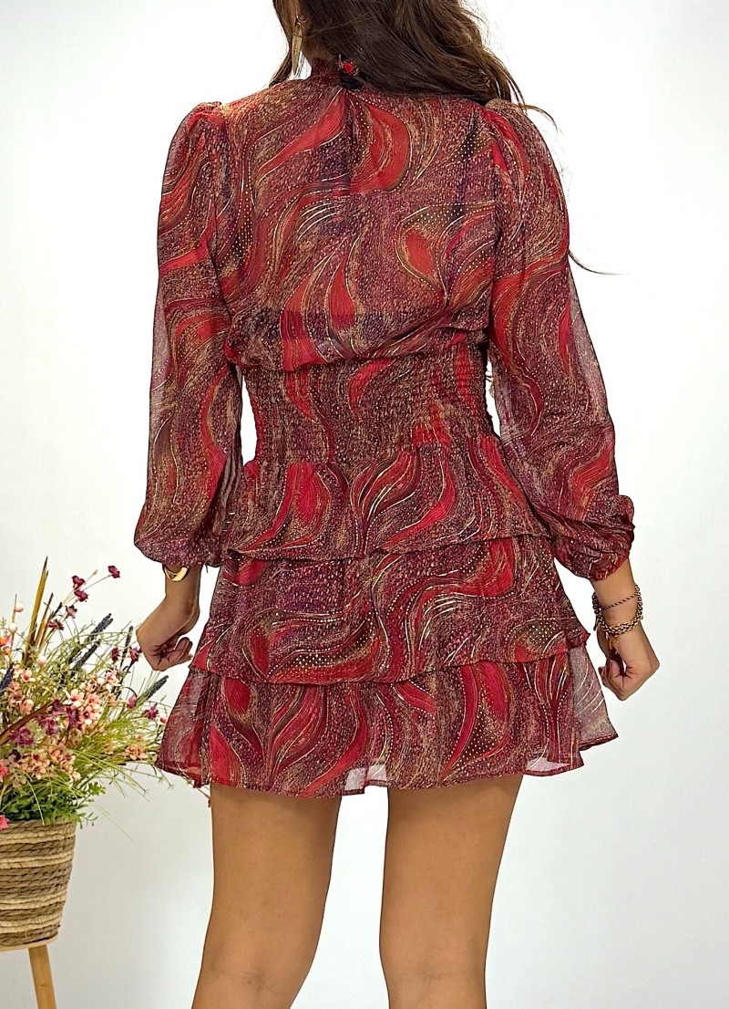 Vestido Kristen estampado granate