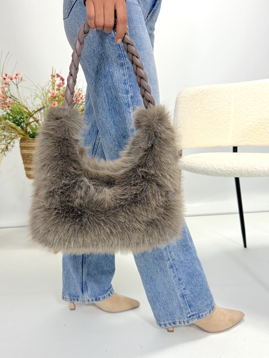 Bolso pelo taupe