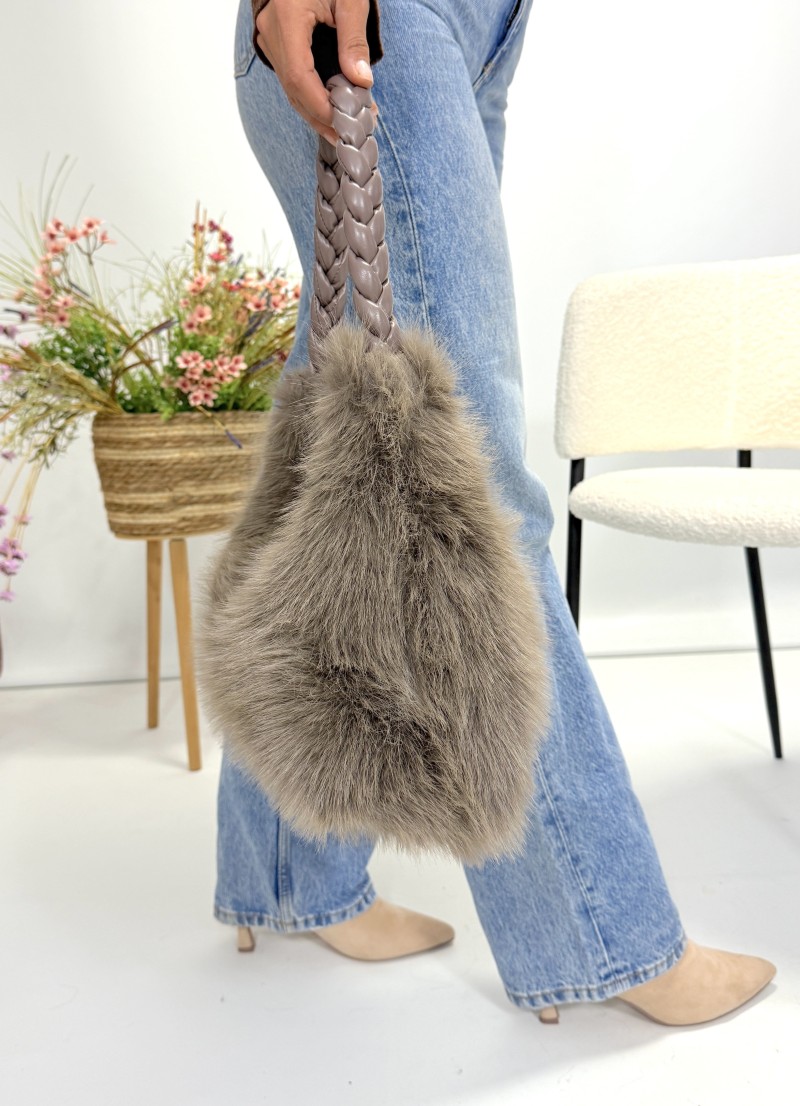 Bolso pelo taupe