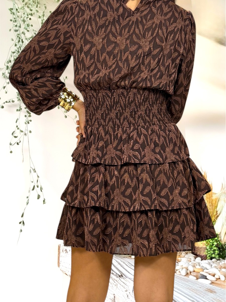 Vestido Kristen hojas marron