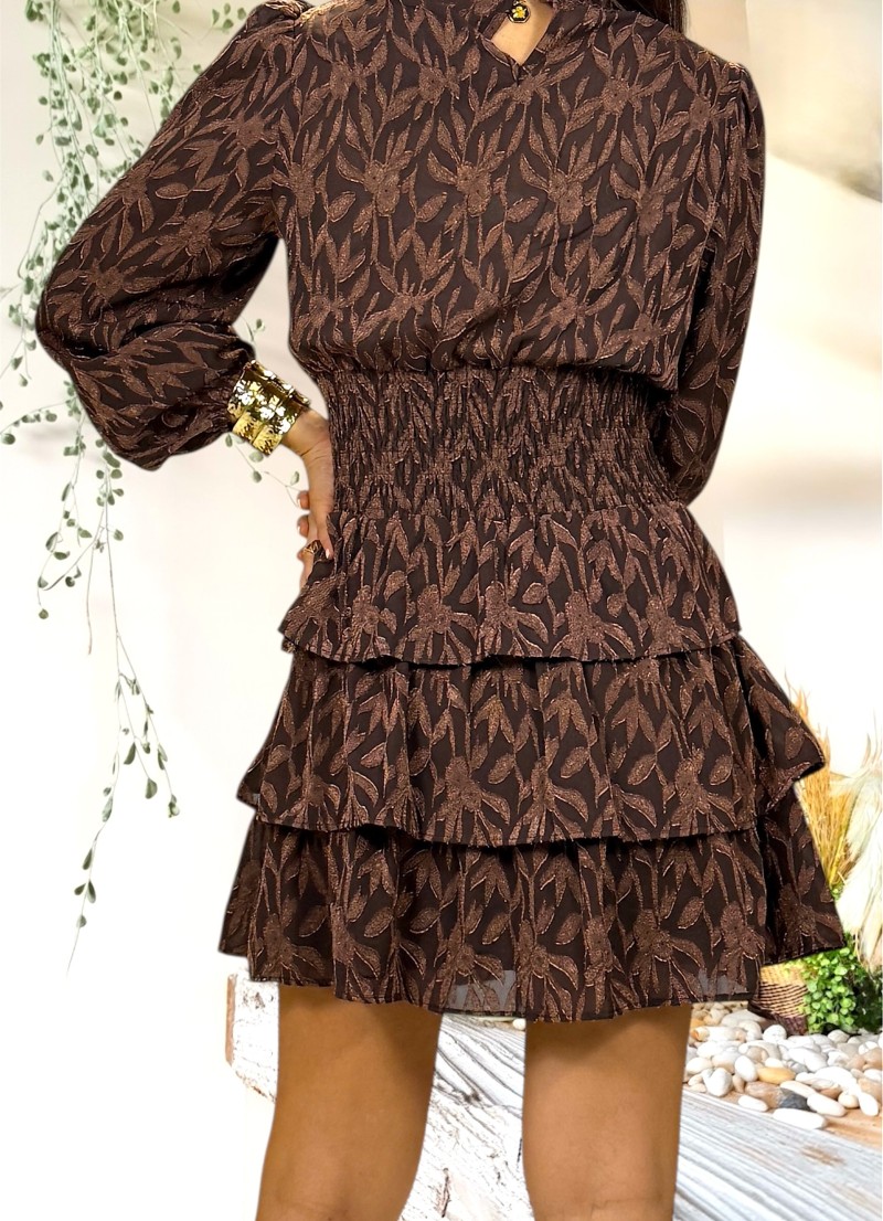 Vestido Kristen hojas marron