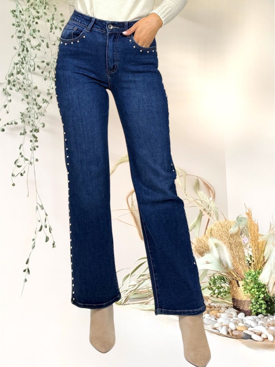 Pantalon vaquero tachas