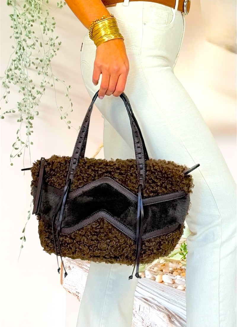 Bolso de borreguito marron