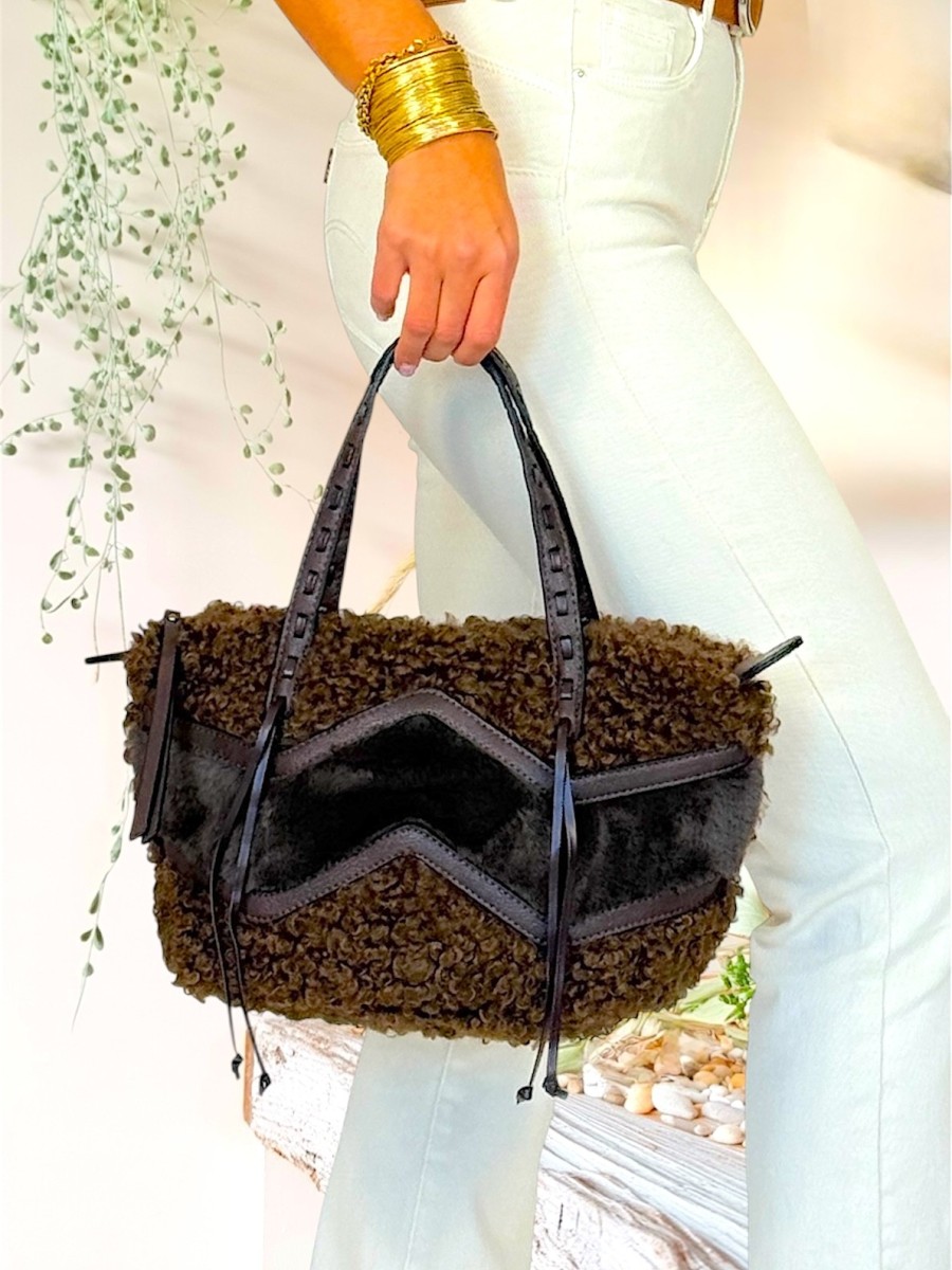 Bolso de borreguito marron