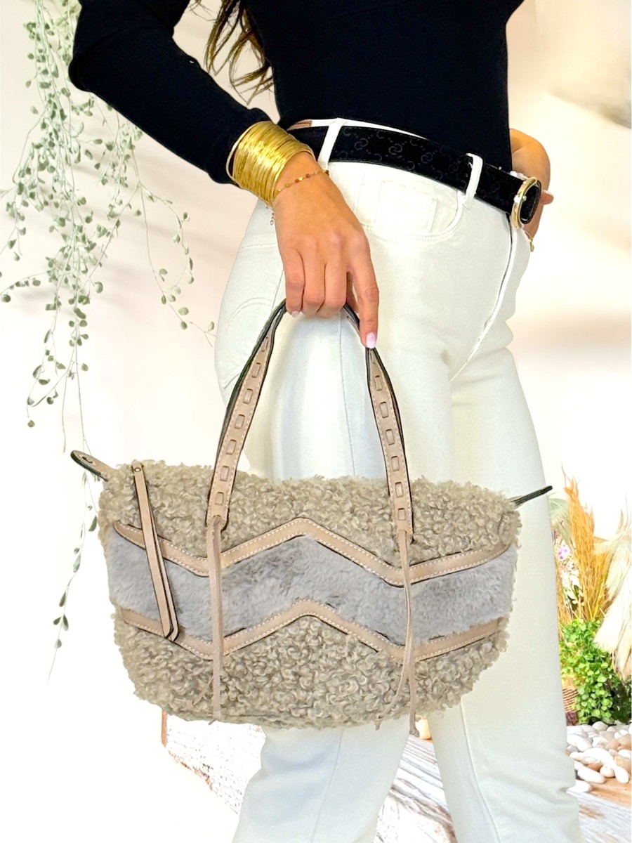 Bolso de borreguito taupe