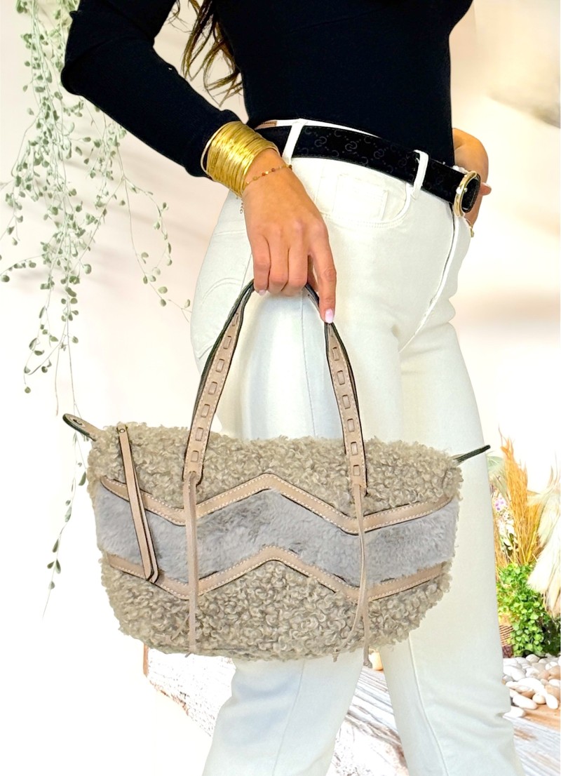 Bolso de borreguito taupe